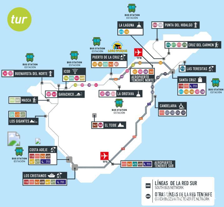 карта автобусов Тенерифе