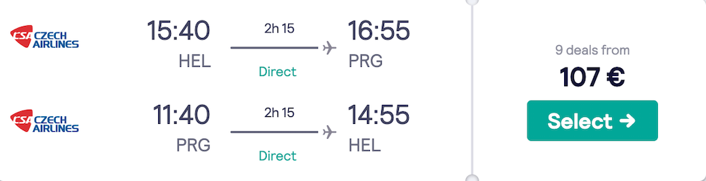 Helsinki Prague flights