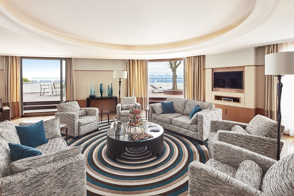 Situated on the seventh floor of the Grand Hyatt Cannes Hotel Martinez, the penthouse suite measures 3,229 square feet and features four bedrooms