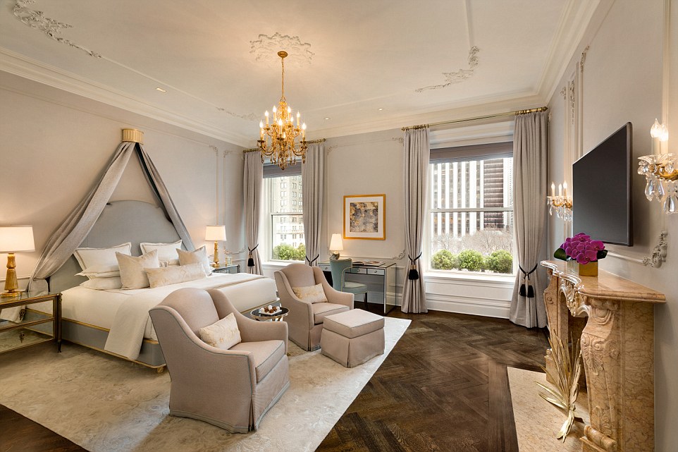The Royal Suite at the iconic Plaza hotel in New York, which comes in at $40,000 (£30,638), f