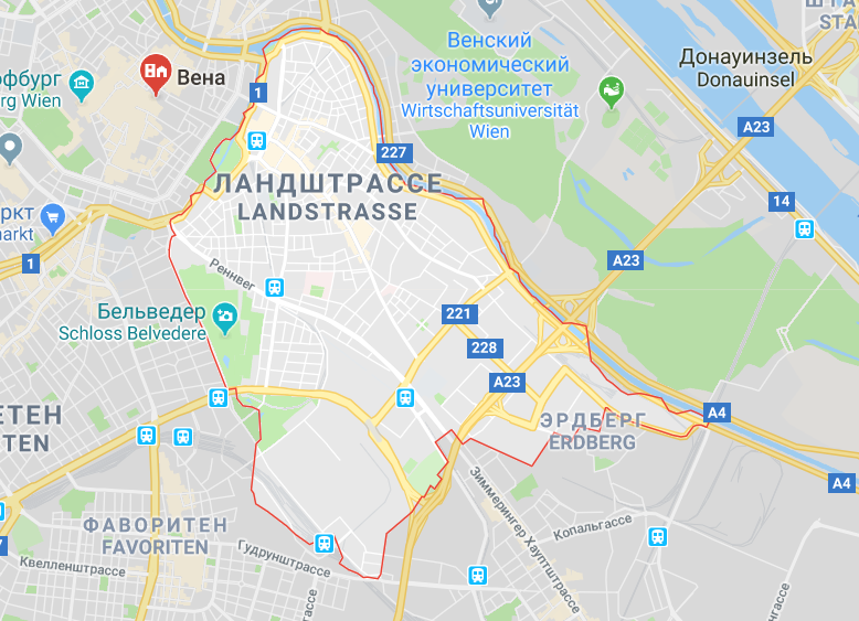 Район Леопольдштрассе на карте