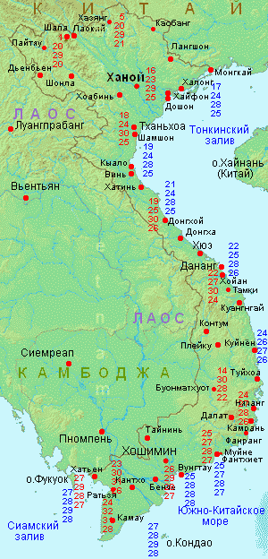 Климатическая карта Вьетнама