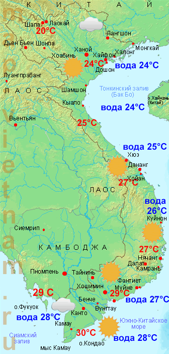 Климатическая карта Вьетнама для апреля