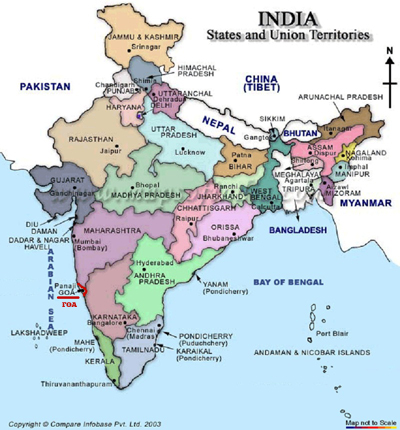 Гоа на карте Индии