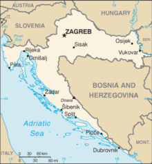 Location of  Croatia  (dark green) – on the European continent  (green & dark grey) – in the European Union  (green)  —  [Legend]
