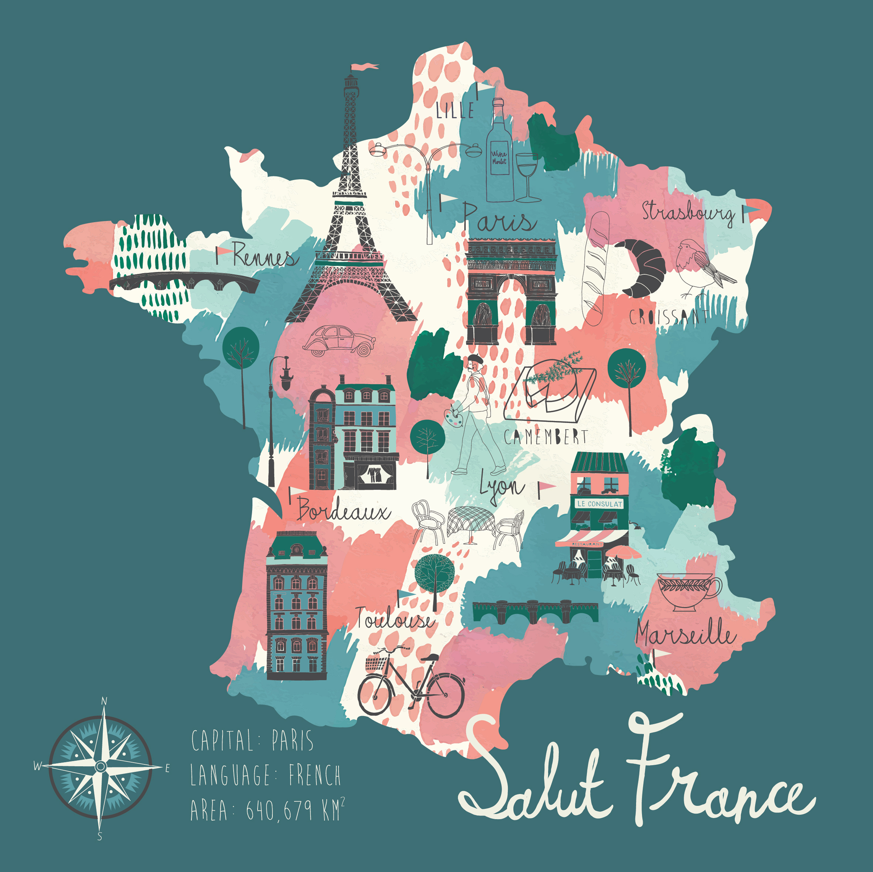 Иллюстрированная карта Франции