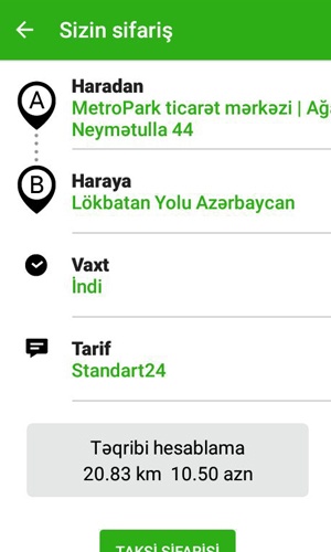 baku taxi price compare