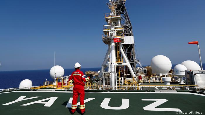 A man stands on the deck of the Turkish drilling vessel Yavuz (Reuters/M. Sezer)