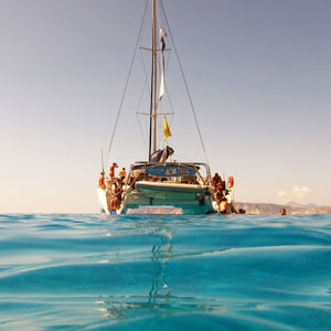 Small ship cruising in Greece