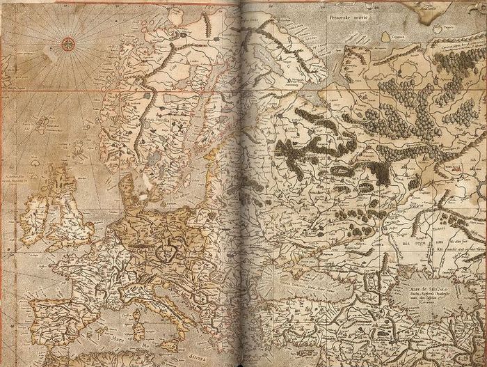 Карта Европы работы Меркатора, 1595 год