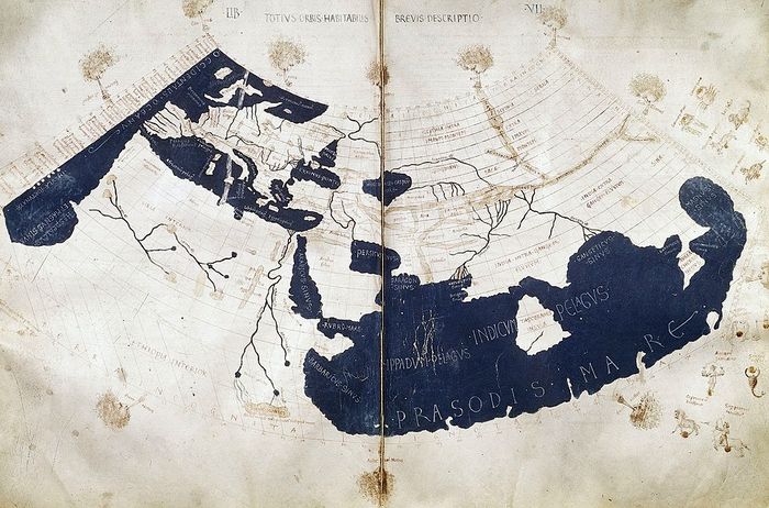 Средневековая копия древней карты мира по Птолемею