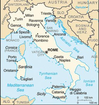 италия на карте мира