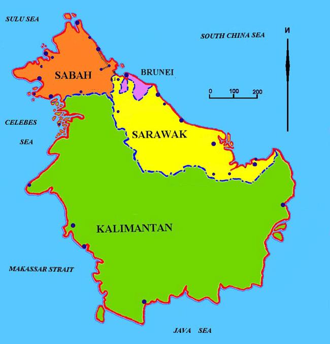 борнео остров на карте